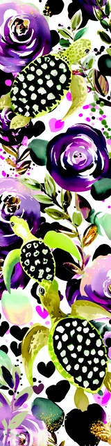 Free turtle bookmark featuring maximalist purple black turtles